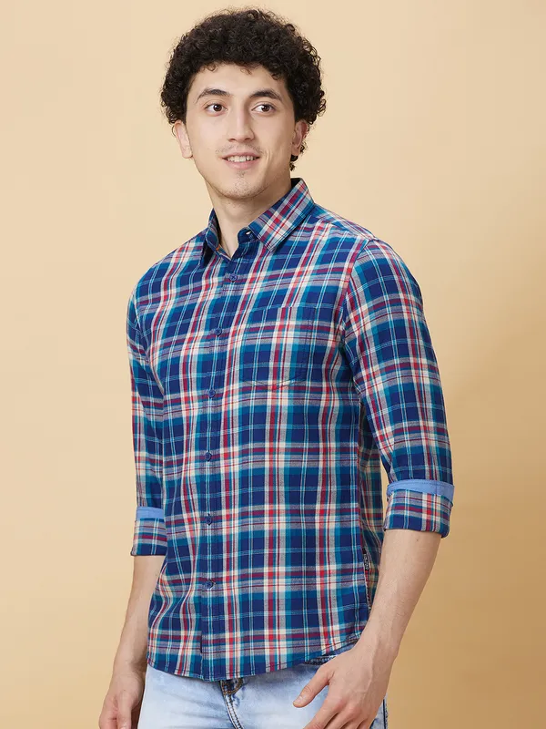 Being Human Mens-Top Shirts Blue Red